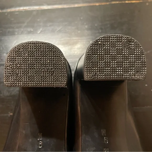 Via Spiga Square Toe Leather Black Heels Sz 9 Made in Italy Vintagr 90s - Picture 7 of 11